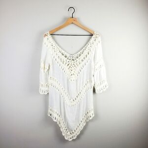 Paradise White Boho Crochet Top O/S